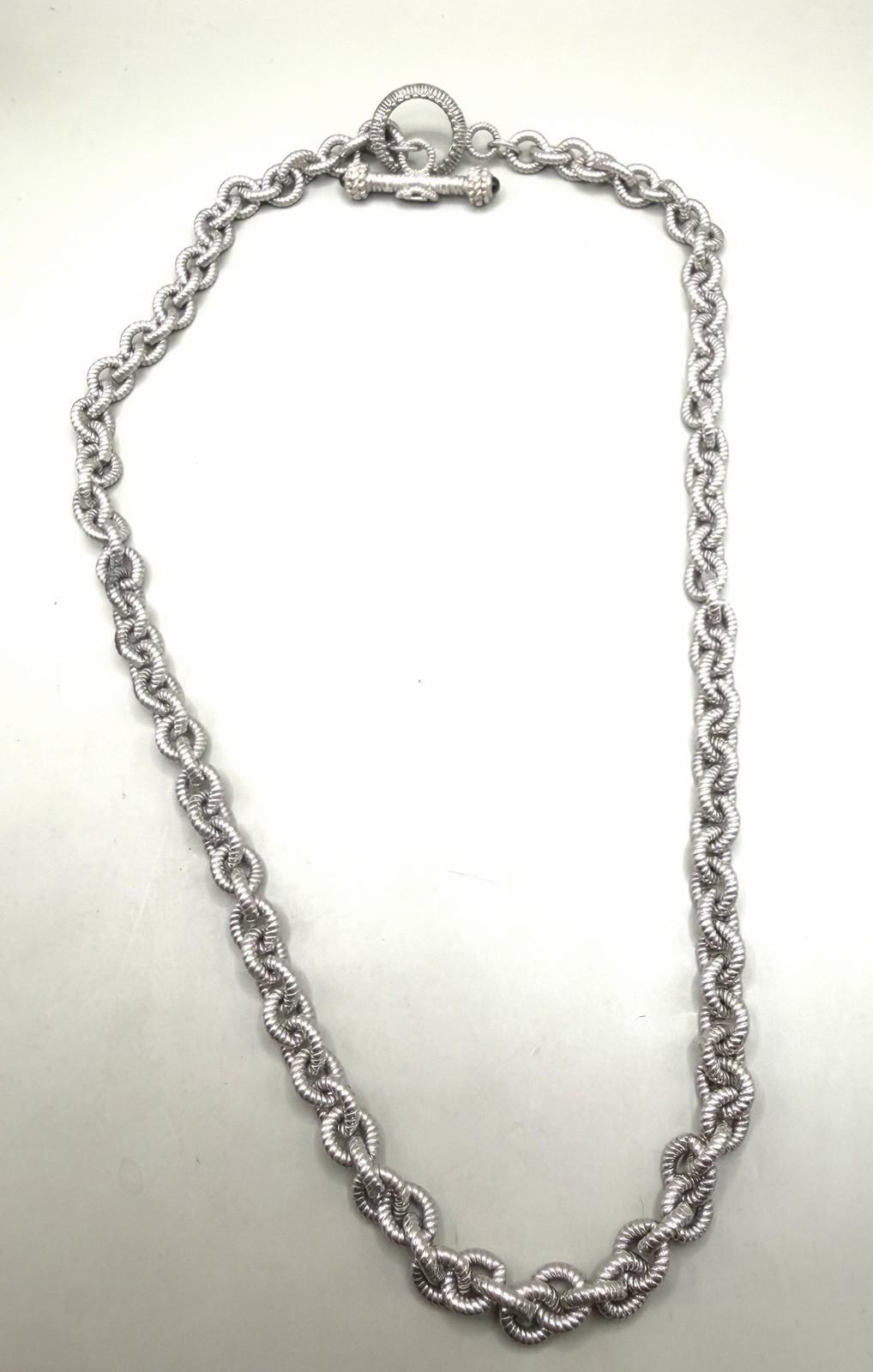 Judith Ripka Vintage Sterling Silver 6.7mm Rolo Link Toggle Necklace 18”