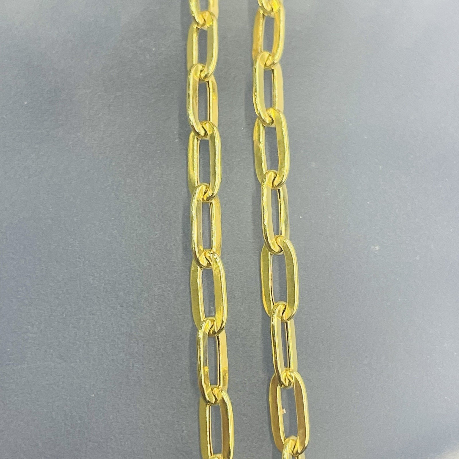 20” 4mm 10K Yellow Gold Paper Clip Link Necklace