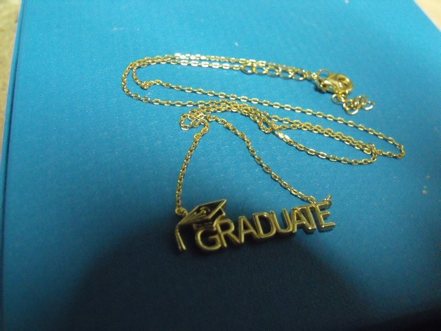 16″ GOLD VERMEIL STERLING ‘ GRADUATE’ PENDANT NECKLACE