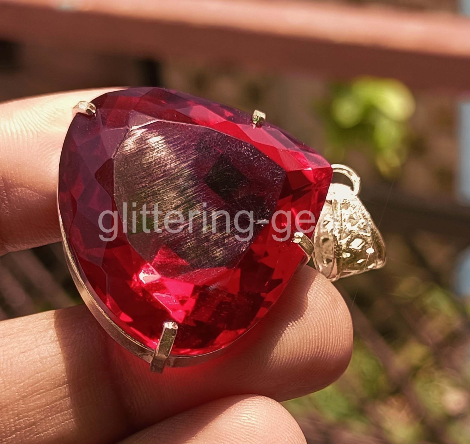 97.35 Ct Natural Red Ruby Pendant Pear Pendant 925 Silver IGL Loose Gems 6YHW