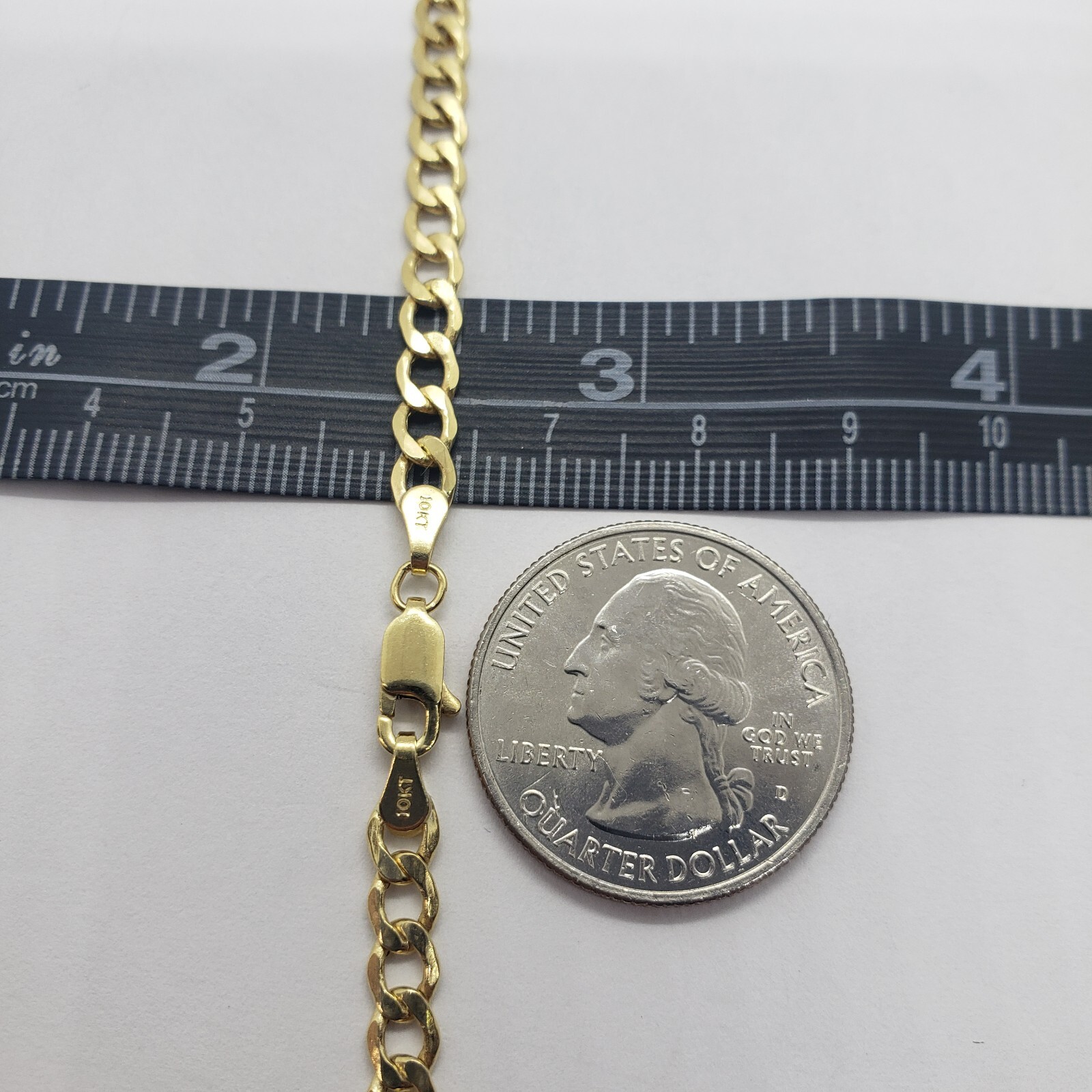 10K Yellow Gold Hollow Cuban Curb Chain Link Necklace Bracelet 3.5mm 4.5mm 7~30″