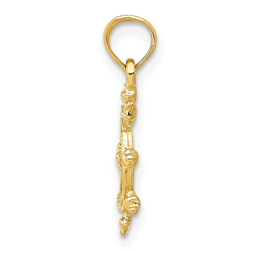 14k Yellow Gold Ship Wheel Pendant for Women 0.74gm L-0.75 in,W-0.48 in