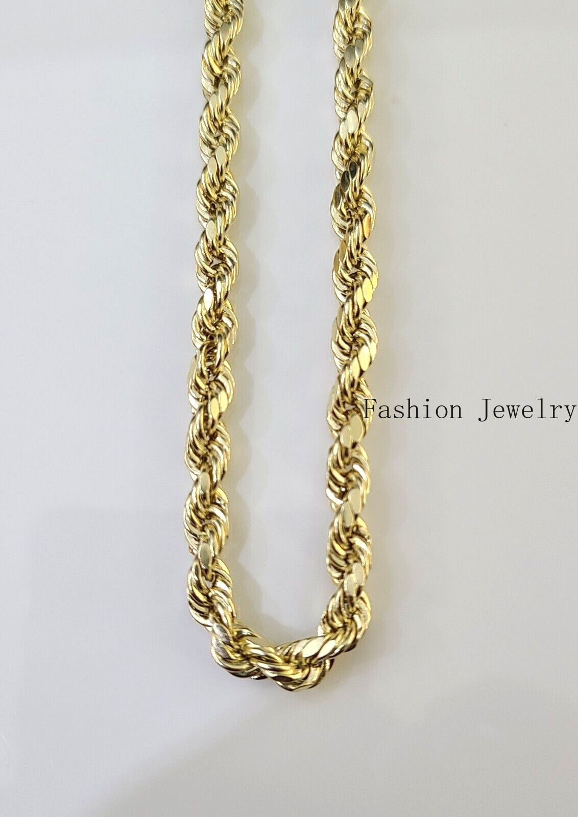 14K Yellow Gold 4mm Rope Chain 22 inch Diamond cut necklace Free Shipping