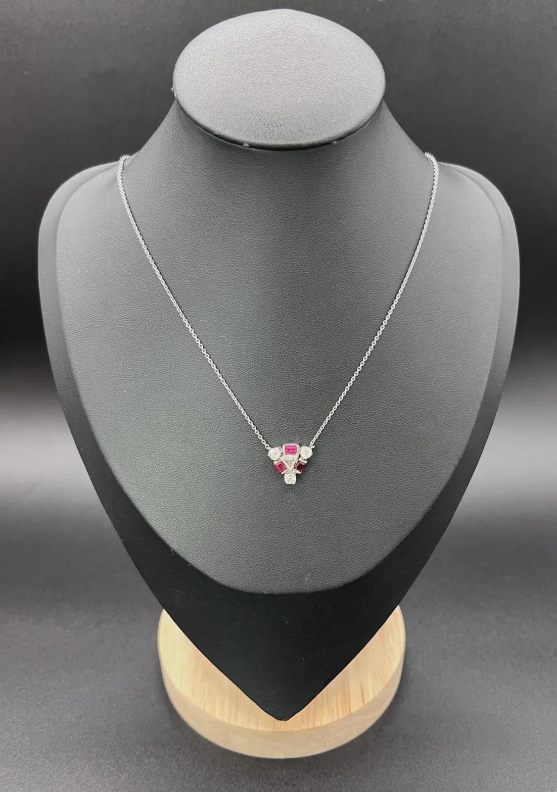 2Ct Lab Created Diamond Ruby women’s Pendant 14K White Gold Plated 18″ Chain