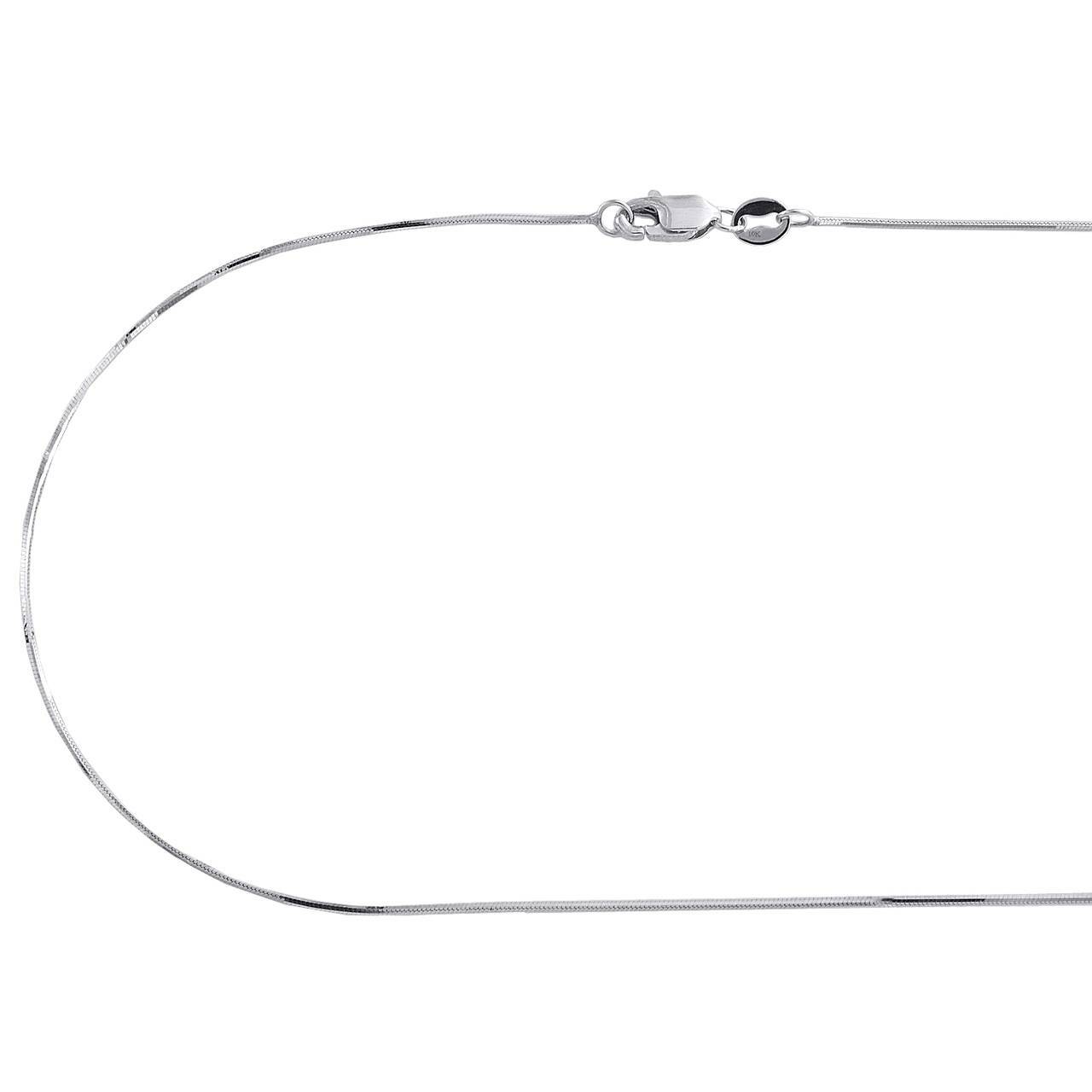 Real 10K White Gold 0.65mm Diamond Cut Round Snake Chain Necklace 24″ 24 Inch