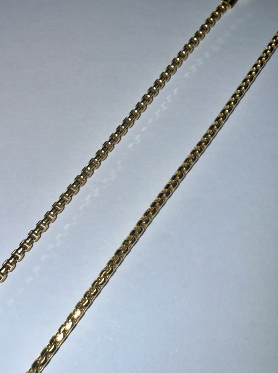 ESTATE Solid 10K Gold 1.6mm Round Box Chain Necklace 20”