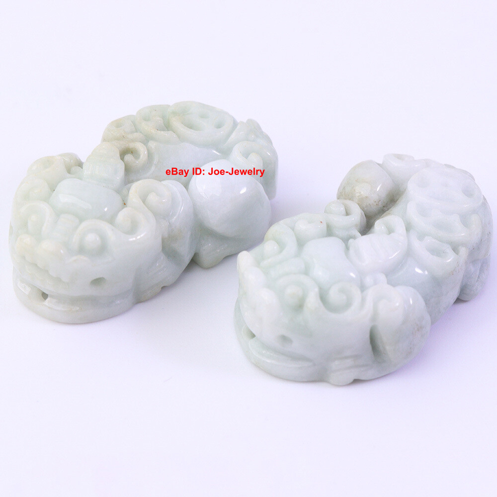 Natural Grade A Green Jadeite Pendant A Couple Of Pixiu (Male and Female) #06