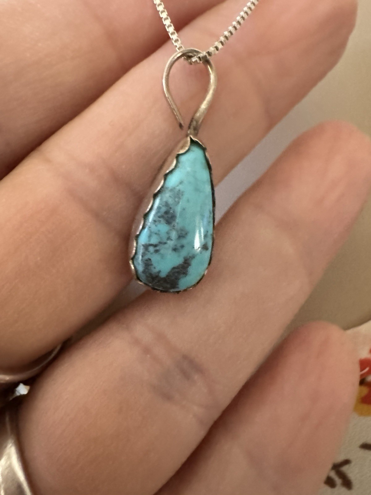 unbranded 925 tourquoise pendant and 925 chain dainty boho 18″