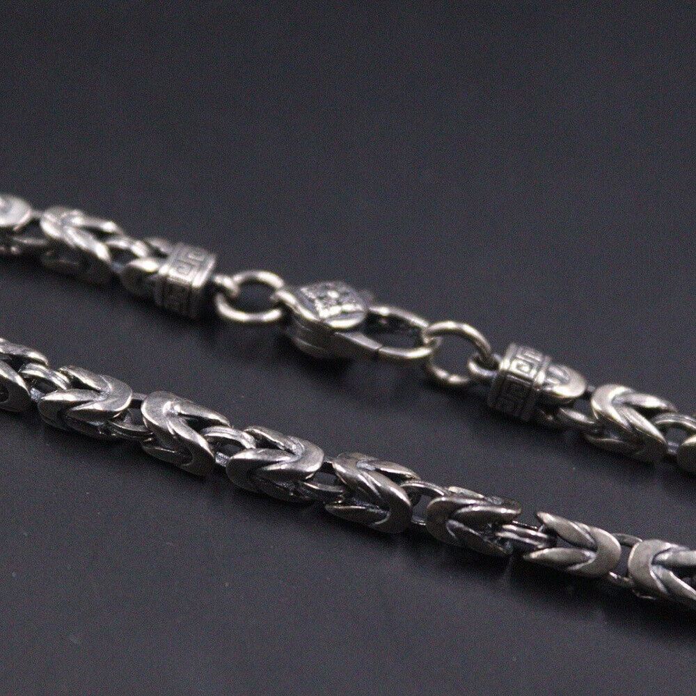 Real 925 Sterling Silver Necklace Man’s Jewelry 4mm Byzantine Chain 26inch/45g