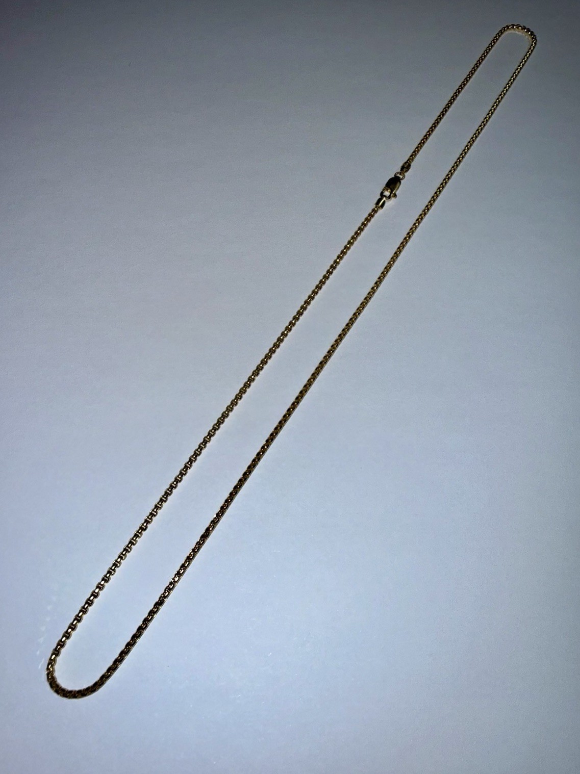 ESTATE Solid 10K Gold 1.6mm Round Box Chain Necklace 20”
