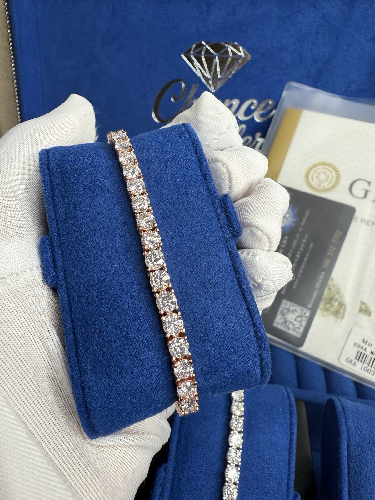 Full Real Moissanite Tennis Bracelet 18k Rose Gold Plated Jewelry