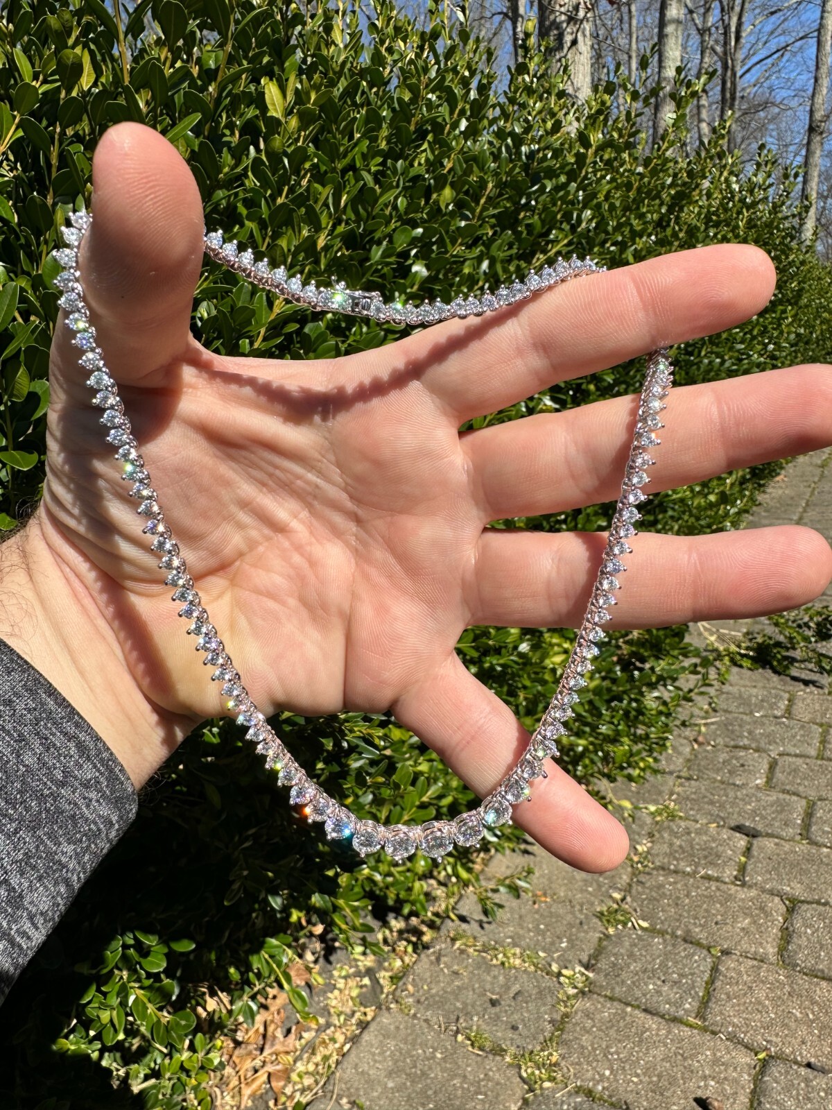Real Iced MOISSANITE Riviera 3-7mm Graduated Tennis Chain Necklace – VVS D Color