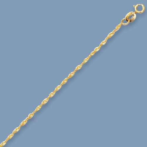 REAL 10K Yellow Gold Twisted Singapore Sparkle Chain Necklace 15″ ~ 22″