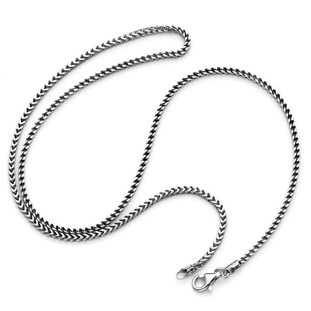 925 Italian Sterling Silver 1.5 mm Franco 130 Chain Rhodium Plated