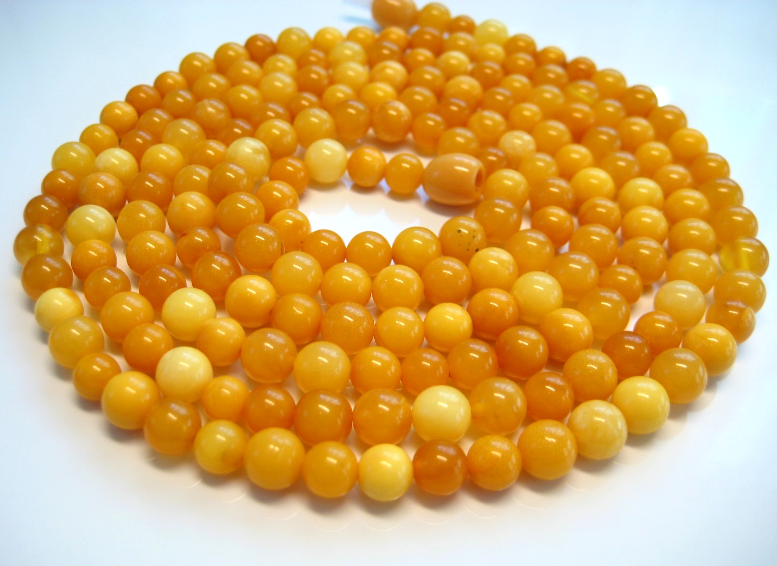 Genuine Round Butterscotch Amber Baltic Amber Necklace 41 inches 185 Beads !!!