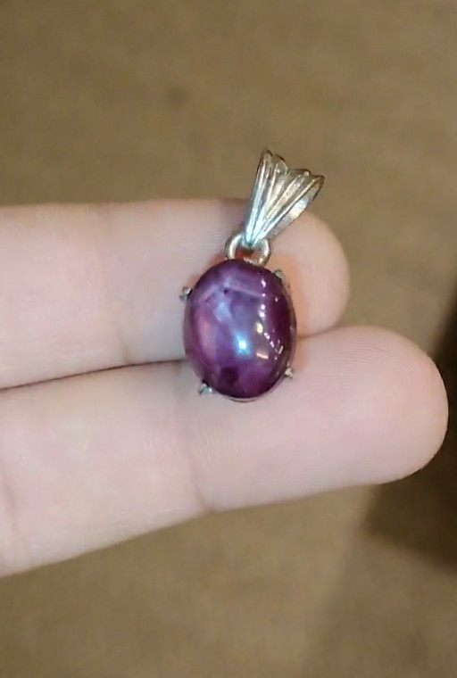 Natural Star Ruby Pendant 925 Sterling Silver Pendant For Unisex Birthday Gift