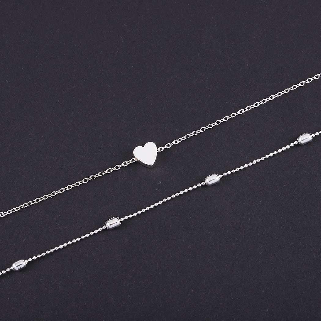Heart Layered Necklace Chain Ball Satellite Choker Necklaces Charm Stacking Jewe