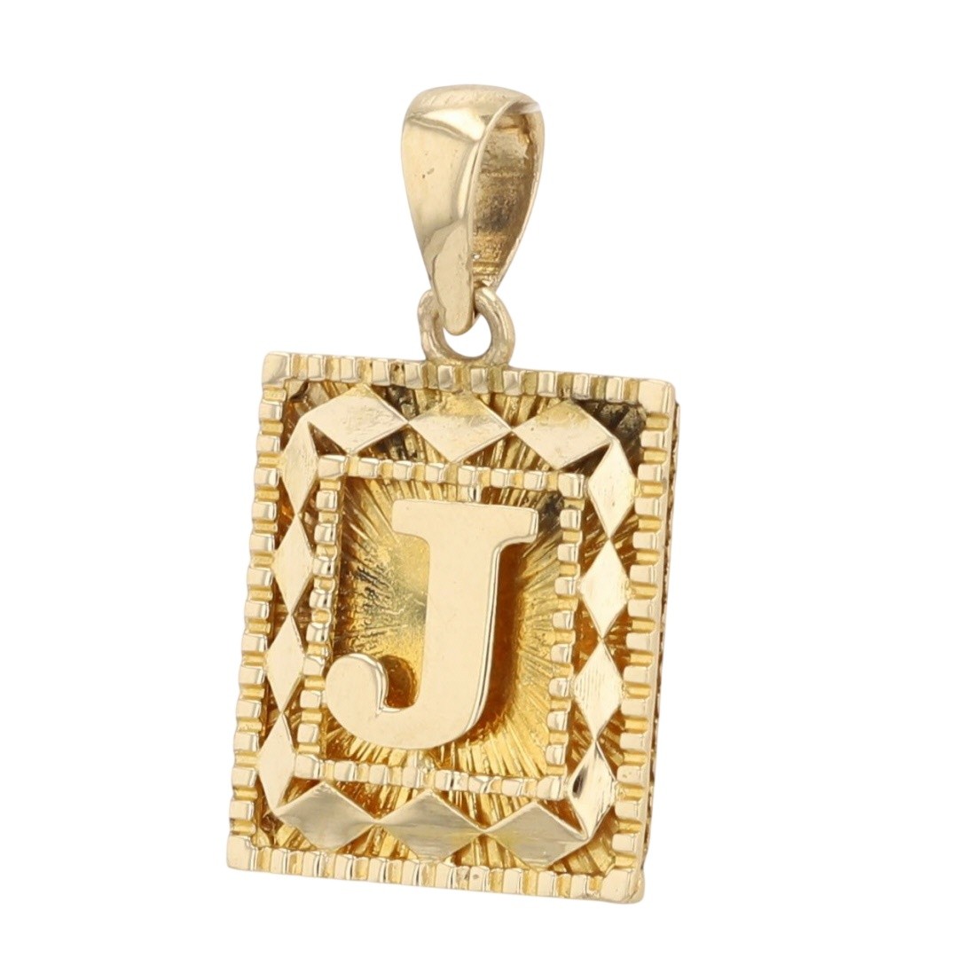 23mm Diamond Cut Letter “J” Pendant Without Chain 18k Yellow Gold 2.04 Grams