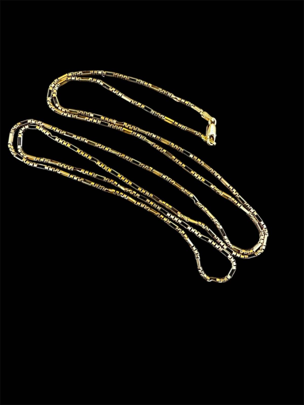Italian 14K Gold Paperclip Rectangular Link Chain Necklace 30” 7g Kitsinian VTG