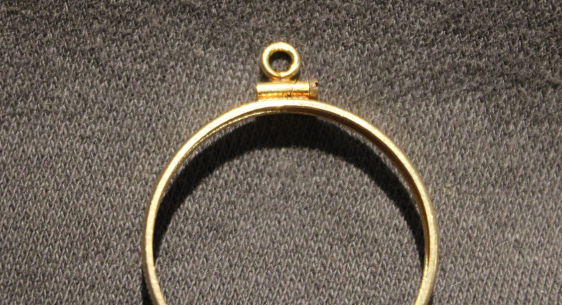 14K BEZEL FOR MEXICO 20 PESO GOLD COIN. SCREW TOP / REEDED EDGE. N.O.S.!
