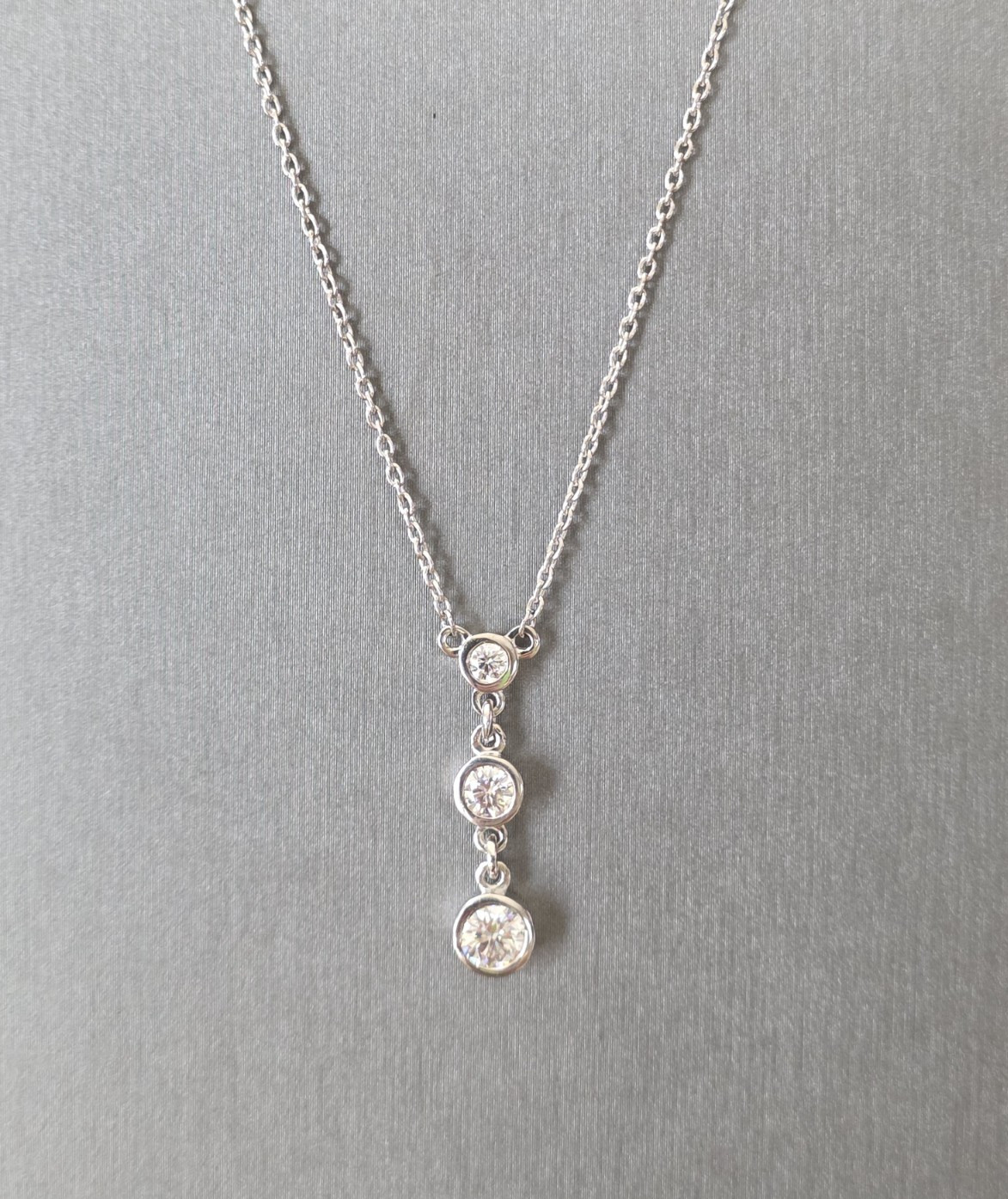 Moissanite 3-Stone Journey Necklace in Platinum Over Sterling, 0.75ctw 18-20 In.
