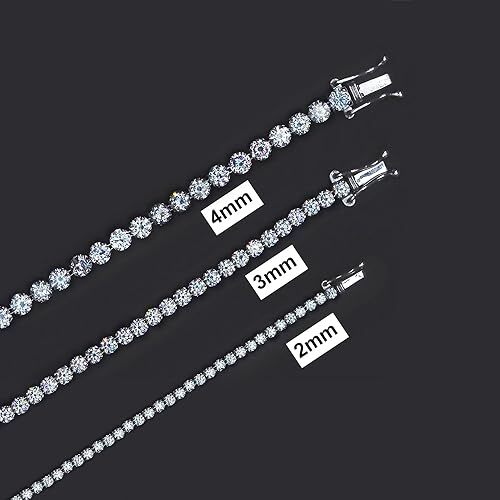 6.30 Ct 2MM Width Tennis Chain Necklace Lab Created Moissanite Sterling Silver