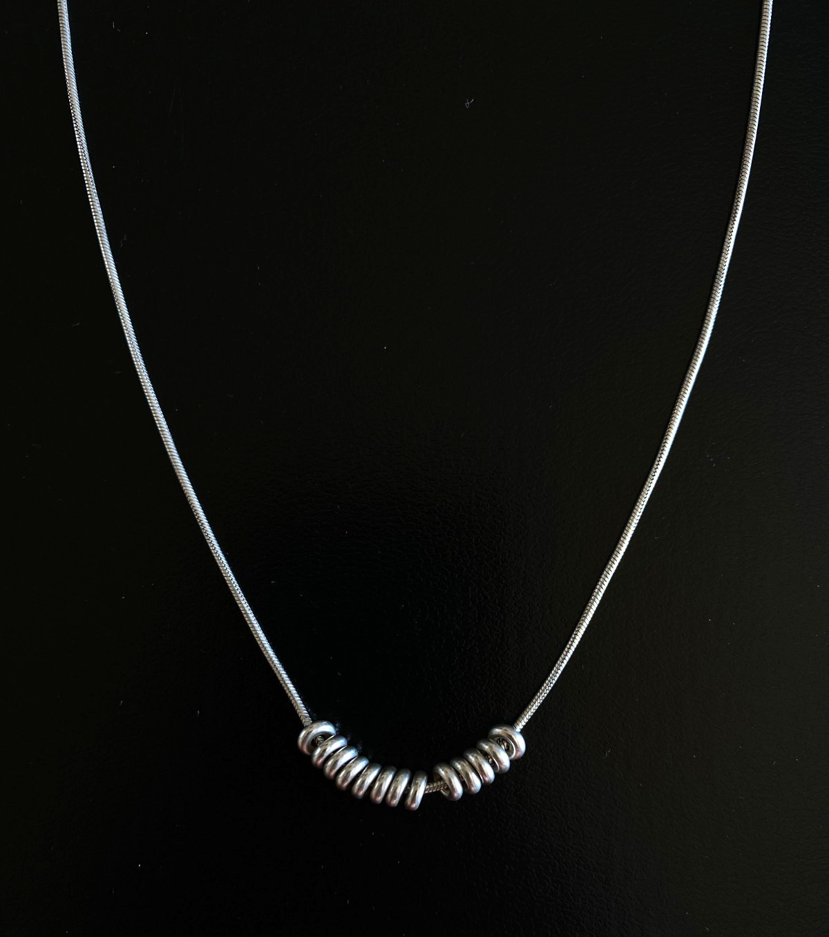 Sterling Silver 92 Made in Italy Women’s Necklace with 13 Silver Rings/Discs