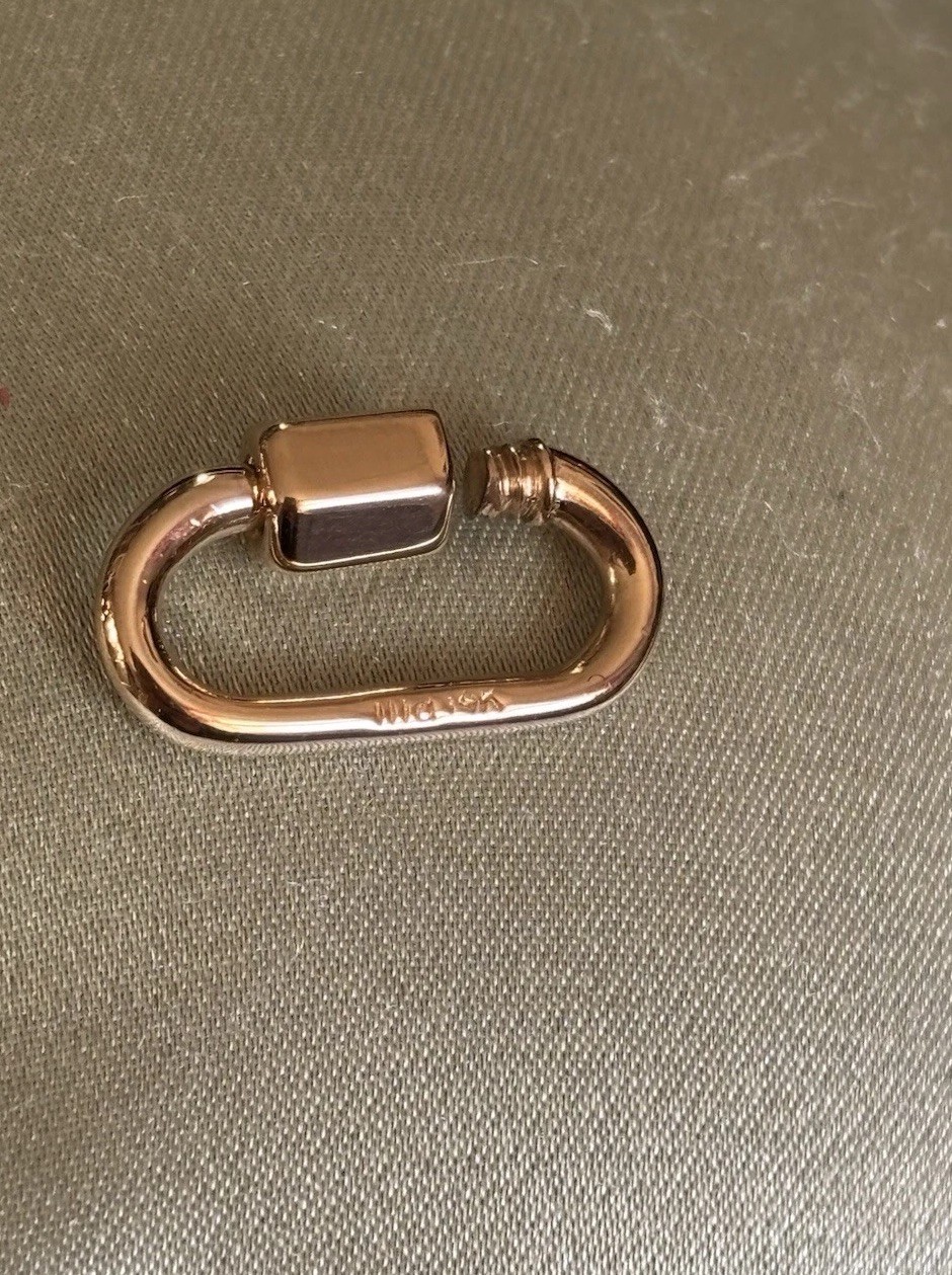 Authentic Marla Aaron 14k Yellow Gold Babylock Charm Holder Connector Carabiner