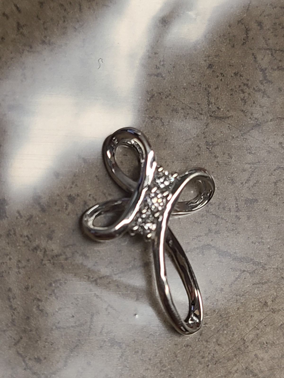 D’Joy Moissanite 0.10 ctw Cross Pendant without Chain in Sterling Silver