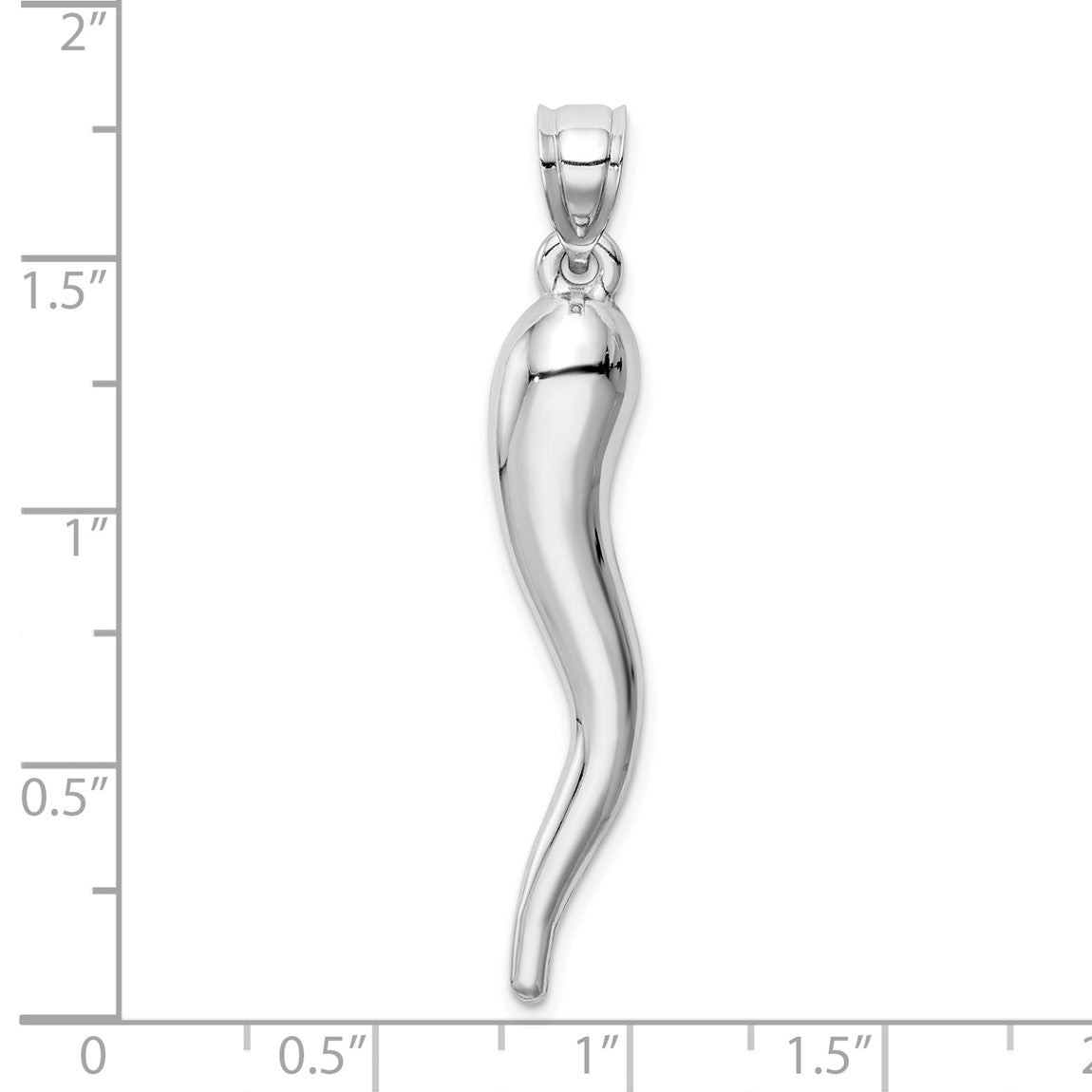 10k White Gold Hollow Italian Horn Pendant 10K6385
