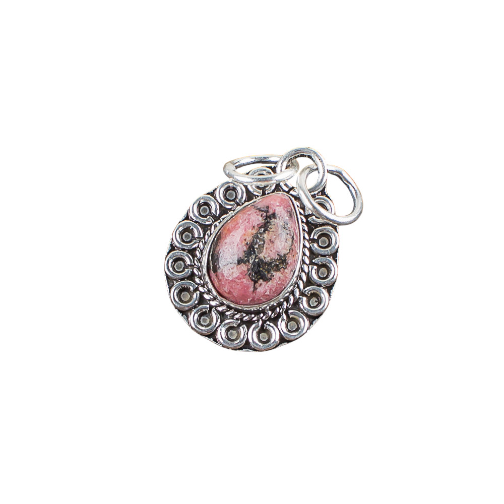 Black Rhodonite Gemstone 925 Sterling Silver Chain Pendent 1.02″ For Anniversary