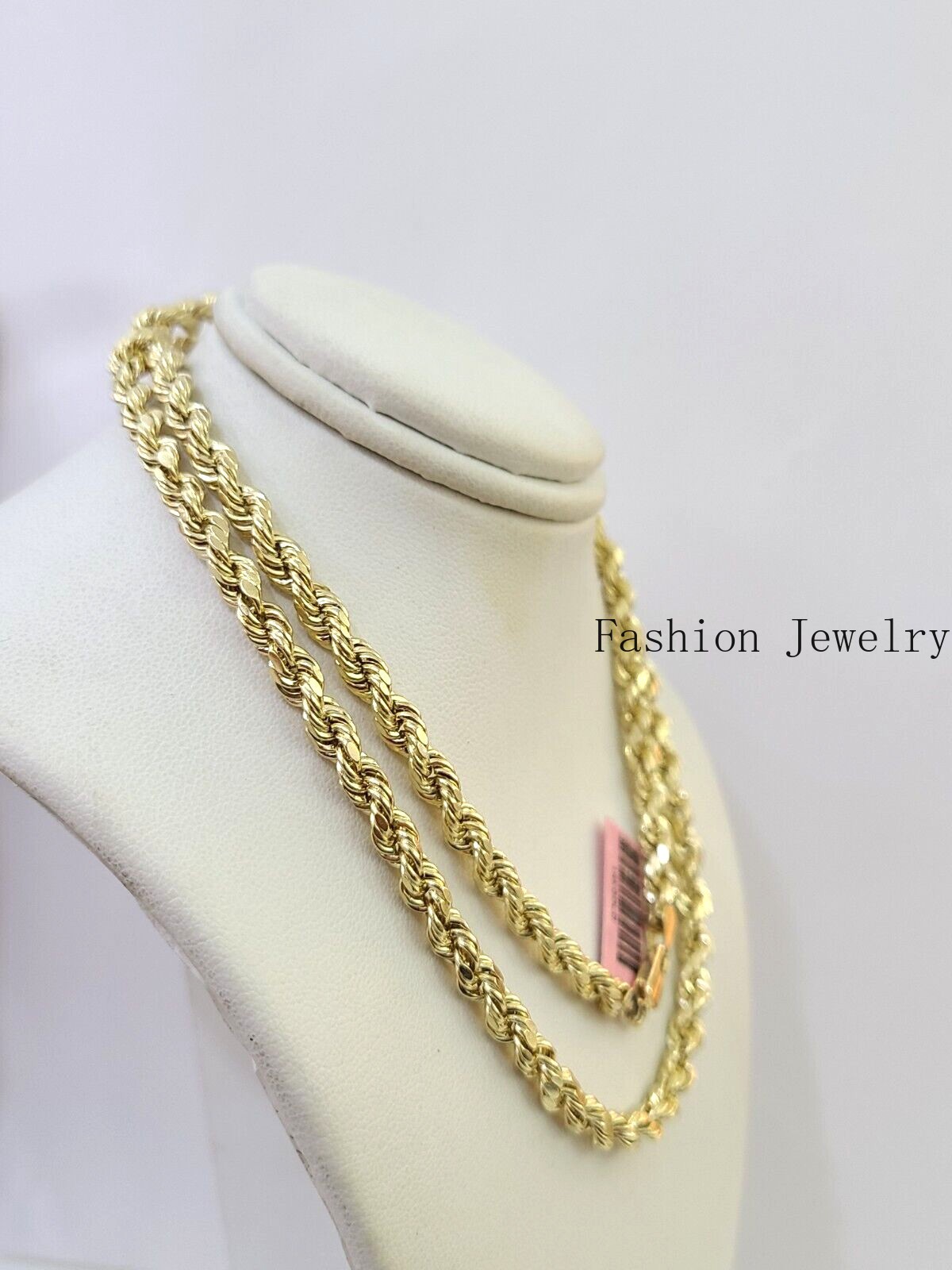 14K Yellow Gold 4mm Rope Chain 22 inch Diamond cut necklace Free Shipping