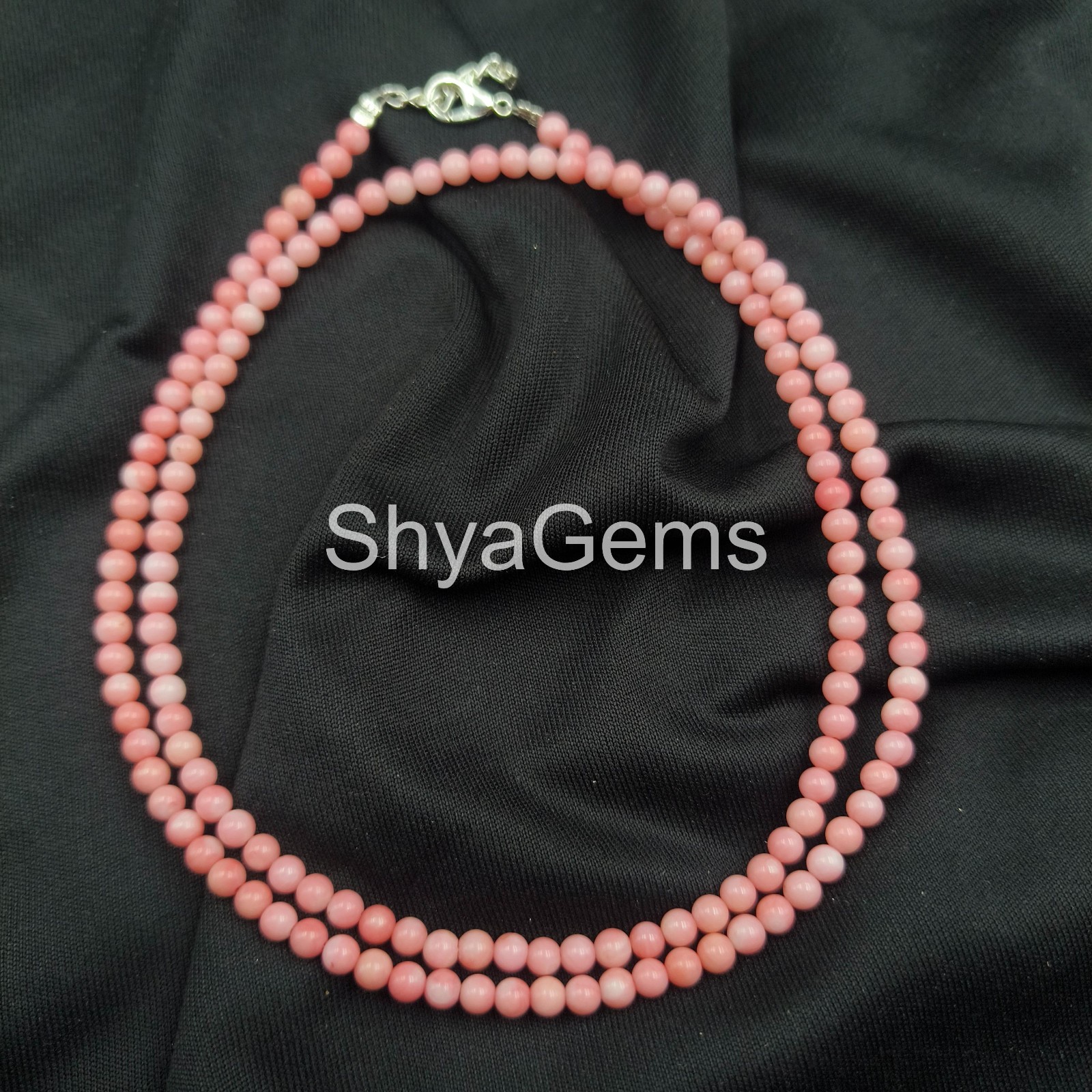 Pink Coral Necklace 3mm Smooth Beads, Sterling Silver Clasp, Dainty Coral Jewel