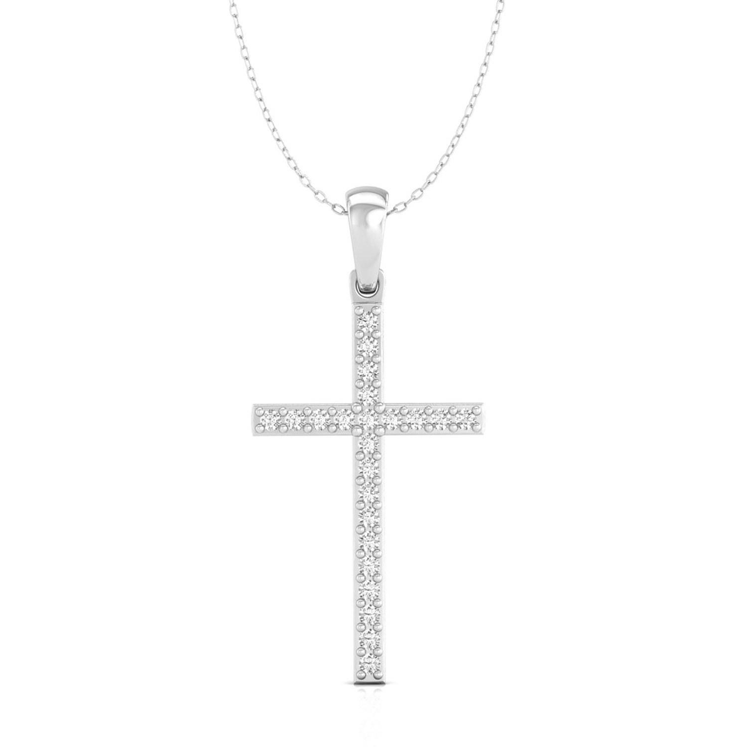 Round Cut Lab Grown Diamond 14K Gold Minimalist Cross Fine Pendant For Gift