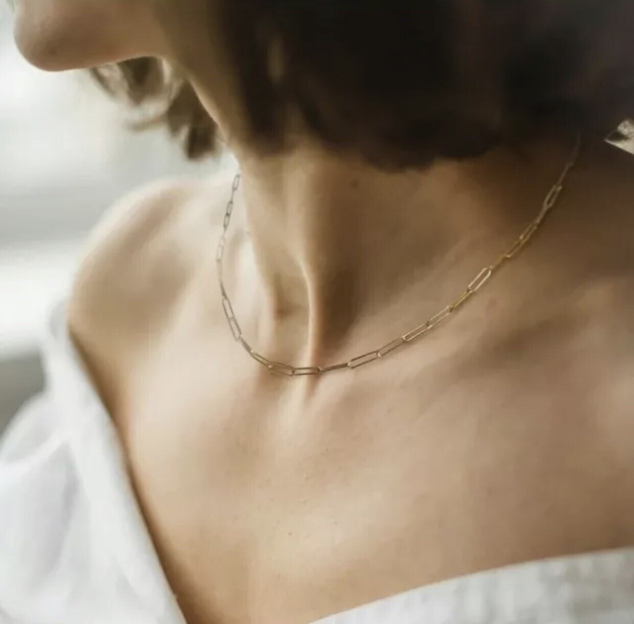 Real Genuine 1/20 14K Solid Yellow Gold Paperclip Chain Necklace 18 inch mm