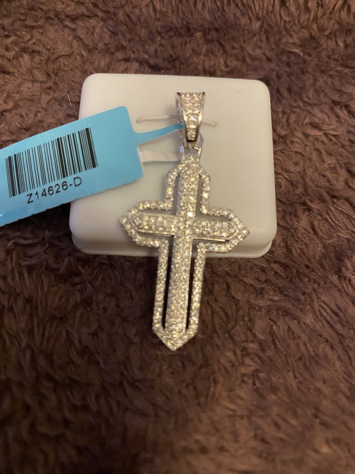 Moissanite Cross Pendant 0.96ctw Clear Pavé 925 Sterling Silver Z14626-D