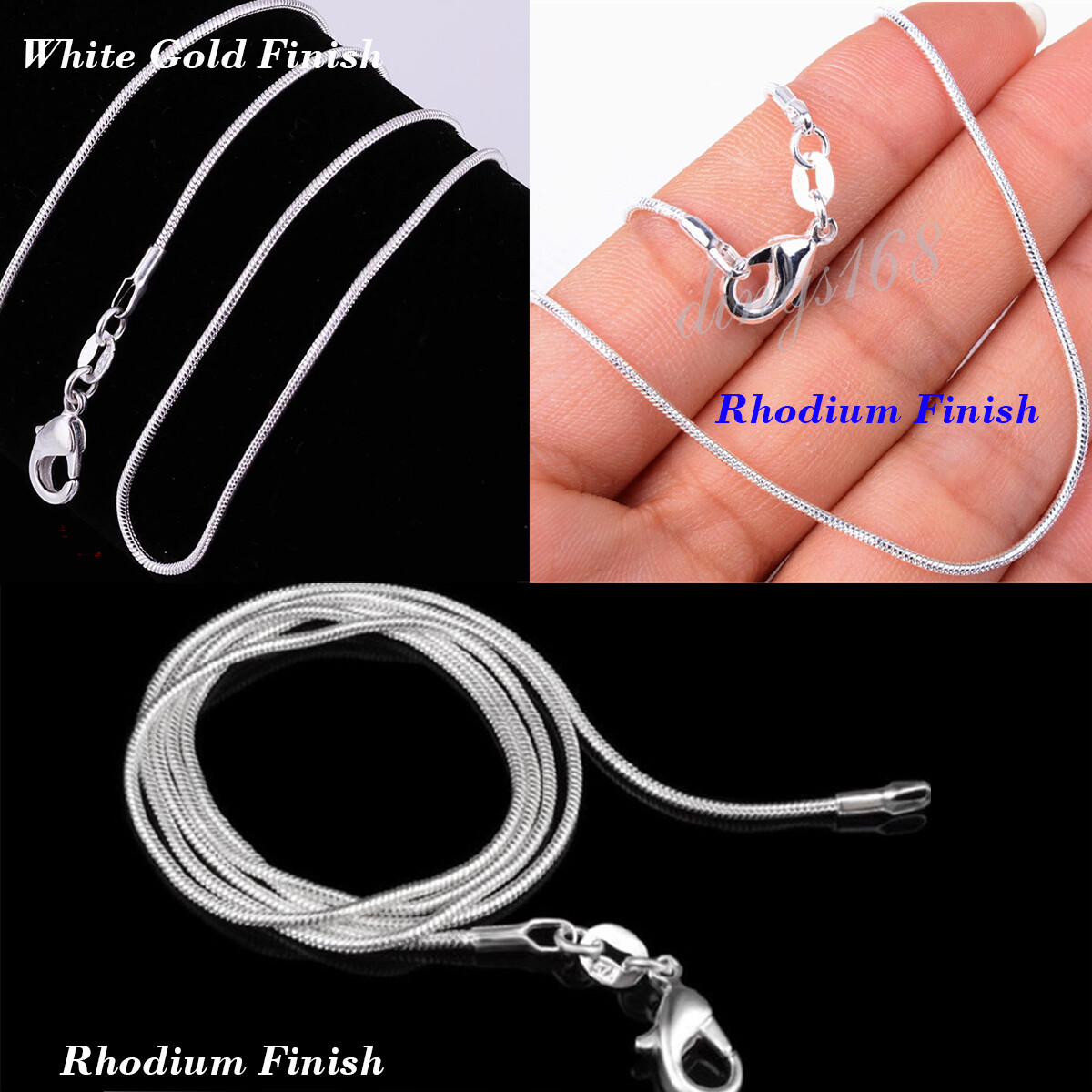 Men&Women’s Solid 925 Sterling Silver Round Snake Chain Necklace 16inch ~38 inch