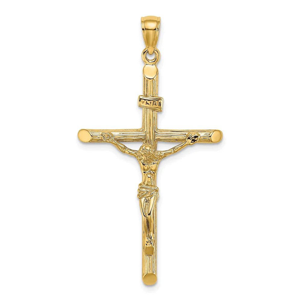 10K / 14K Yellow Gold Textured Crucifix Charm