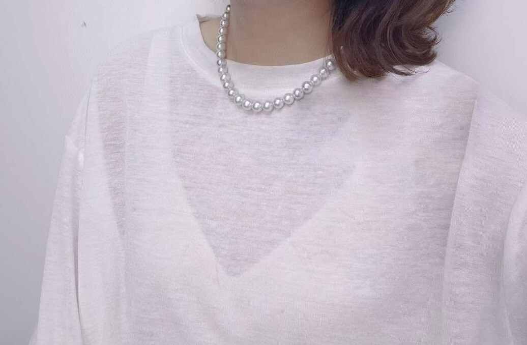 Very good big szie Aurora Madama 9.5mm Japanese Akoya saltwater pearl necklace