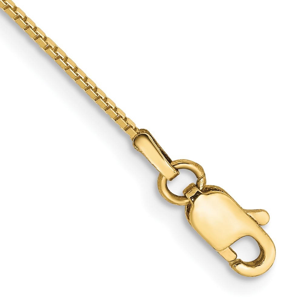 10K Yellow Gold 0.5-0.95mm Box Chain Necklace 7-30 Inch Mens Womens