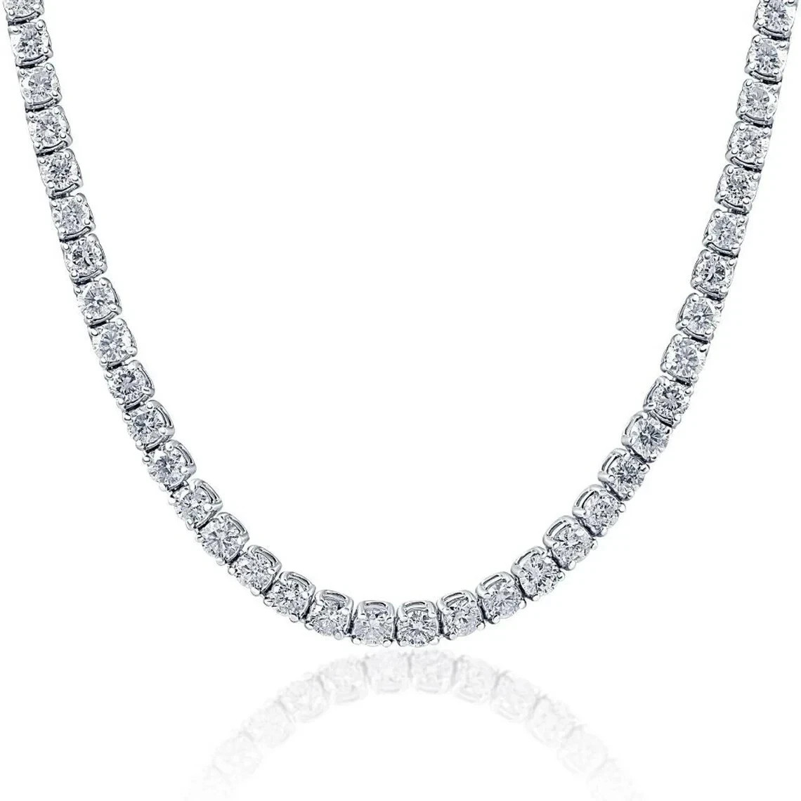 14K White Gold Plated 4mm D/VVS1 Moissanite Tennis Necklace Certified VVS1 18″