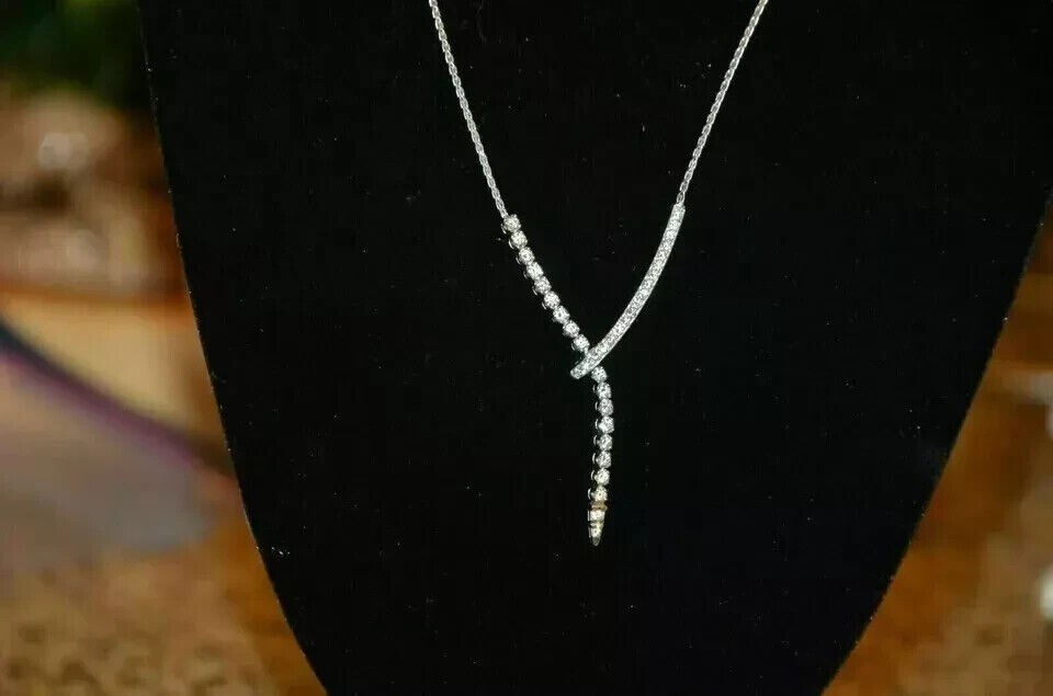 3.00Ct Round Cut Lab Created Diamond Wedding Necklace In 14K White Gold Plated