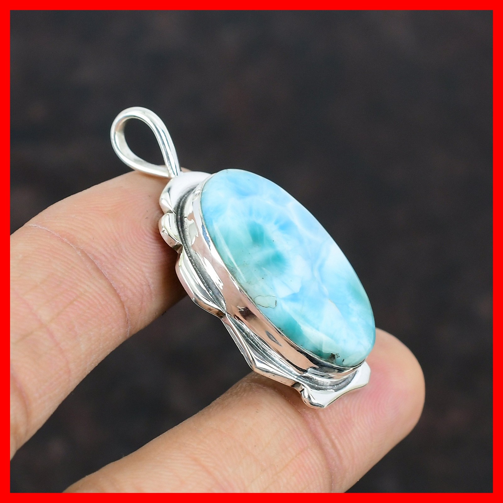 Throat Chakra Larimar Gemstone 925 Silver Engagement New Sister Birthday Pendant