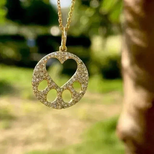 1.50 Ct Round Cut Real Moissanite Paw Pendant Necklace 14K Yellow Gold Plated