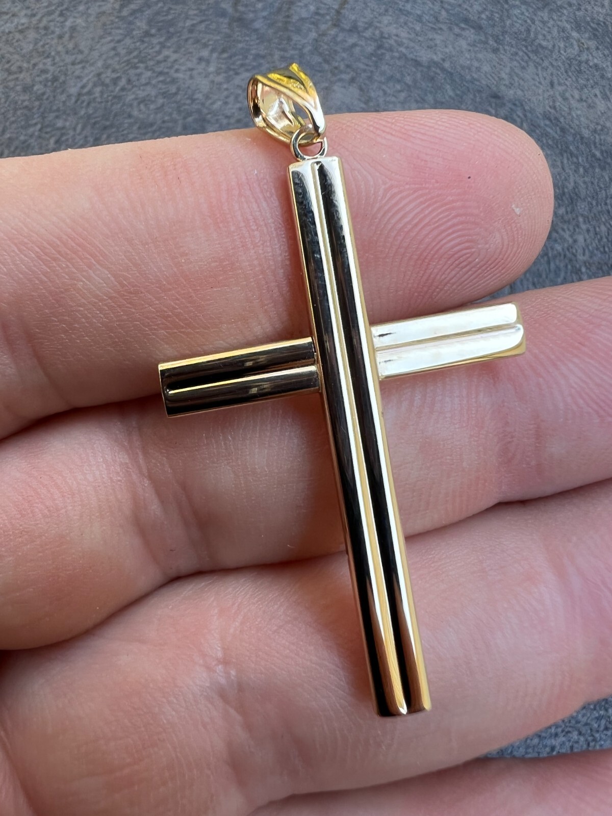 Real 14k Yellow Gold Plain Cross Crucifix Pendant Necklace Mens Ladies Large
