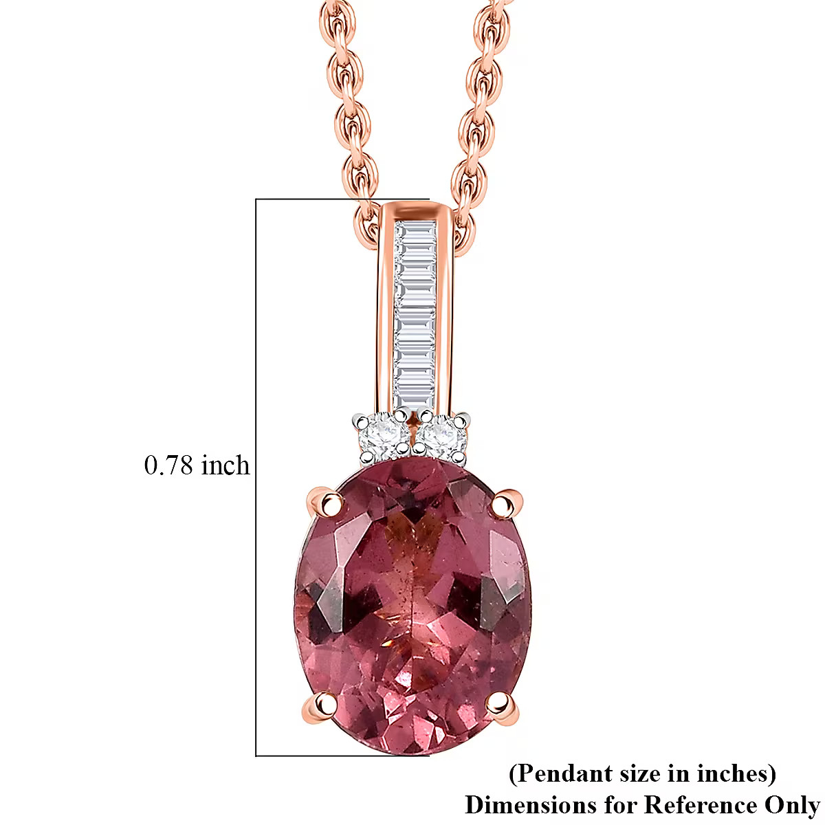 Red Apatite and GH I2 Diamond 3.00 ctw Firelight Crown Pendant Necklace in 10K