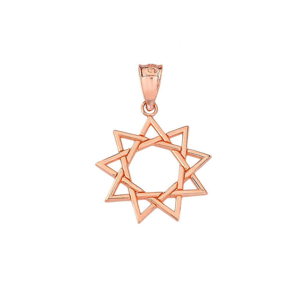 Gold 9 Point Baha’i Star Faith Pendant Necklace