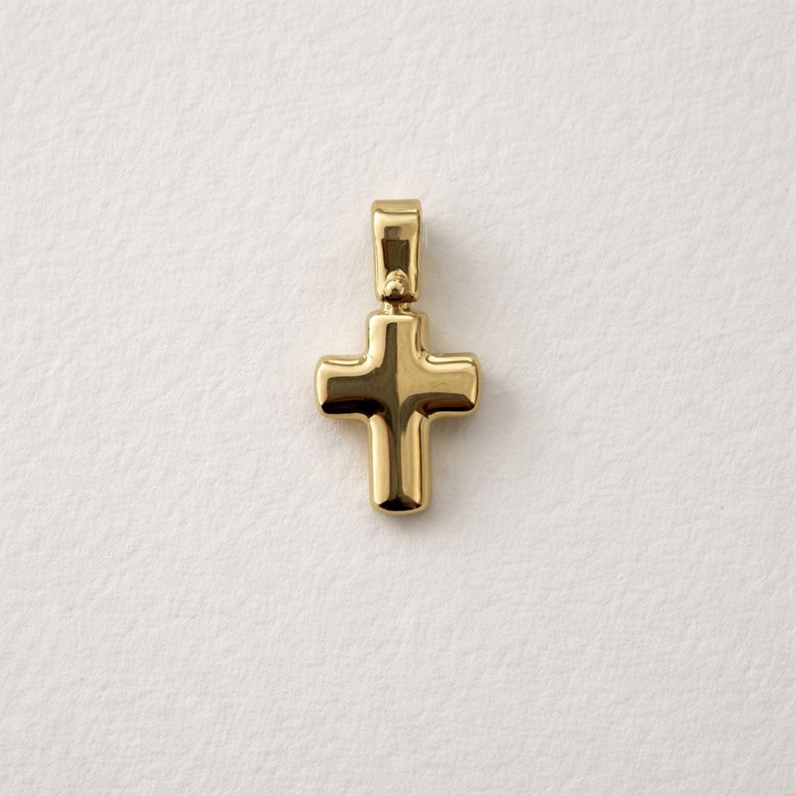 14K Gold Plain Cross Pendant 0.75in Polished Finish