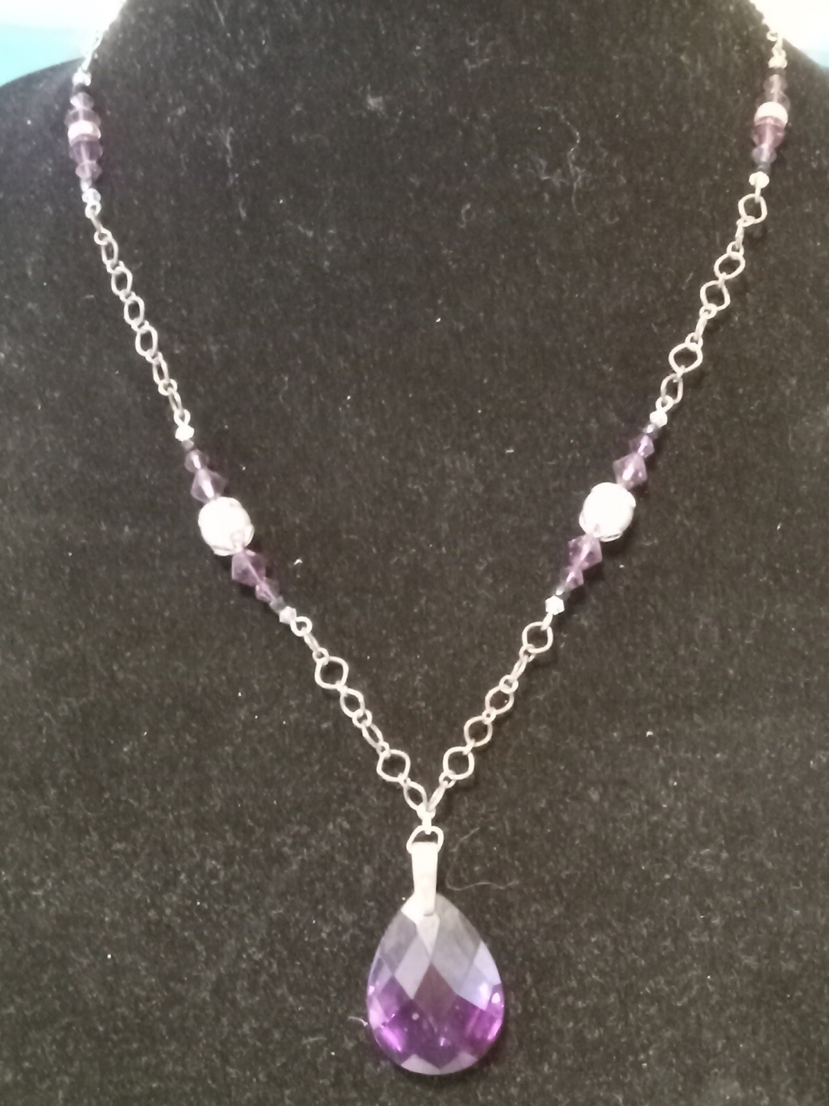 925-Ster. Necklace SAKI 20″ Unknown stones cond c pics