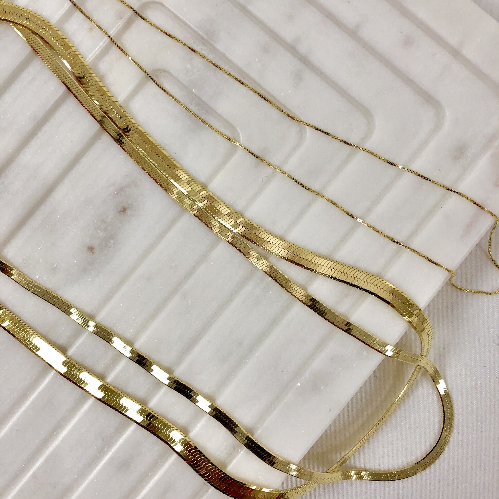 Herringbone Necklace 14k Italian Gold Plated Sterling Silver | 5MM | 16”inches